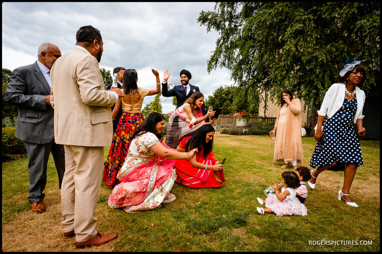 Guests enjoy wedding reception