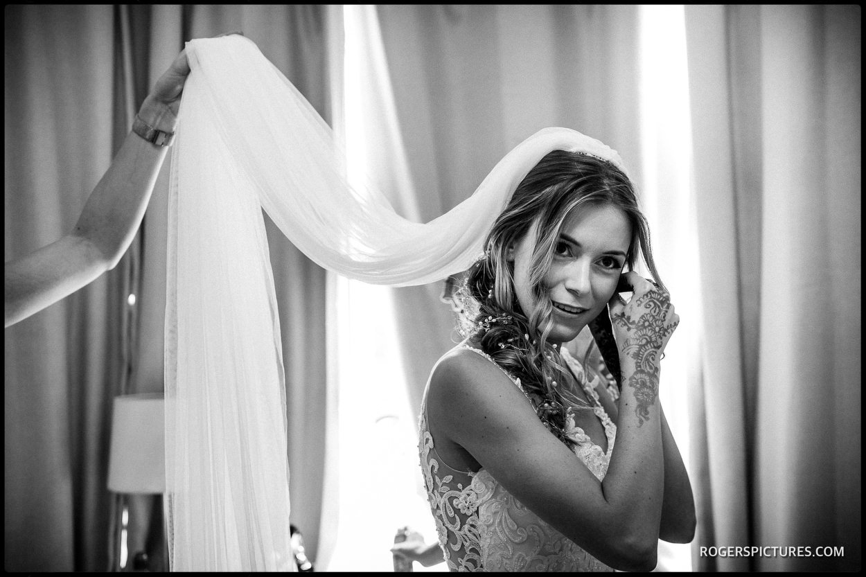 Bride getting ready at home
