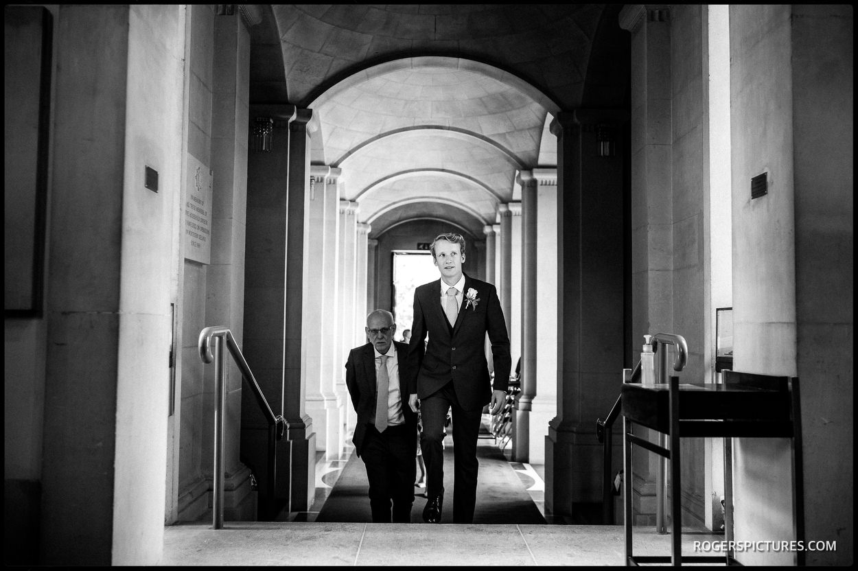 Groom arrives at Guards Chapel