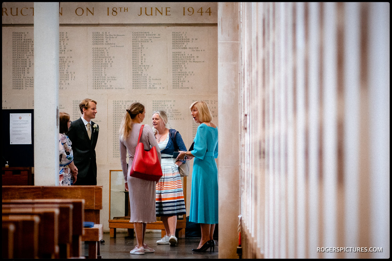 Family waiting for Guards Chapel wedding