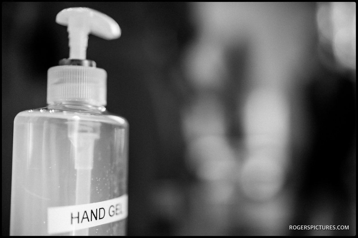 Covid-19 hand gel at a wedding