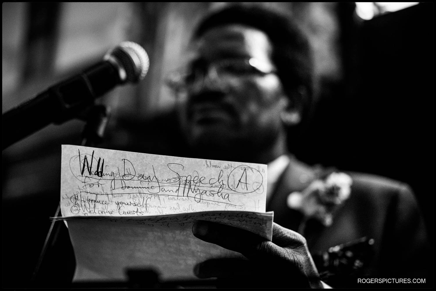 Detail photograph of wedding speech