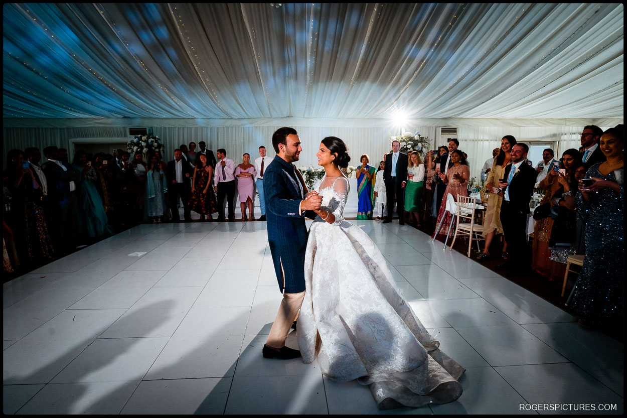 First dance in the marquee at Parklands Quendon Hall