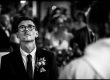 Groom’s emotional moment during the ceremony at Church Wedding in Groombridge Kent.
