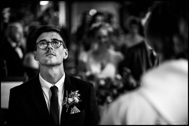 Church Wedding in Groombridge Kent 016 Groom’s emotional moment during the ceremony at Church Wedding in Groombridge Kent.