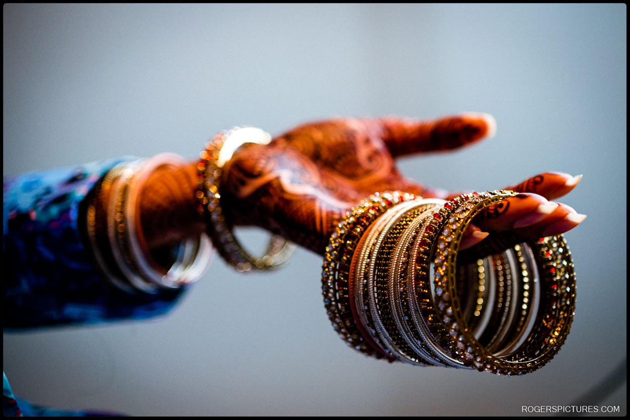 Indian bangles during bride prep