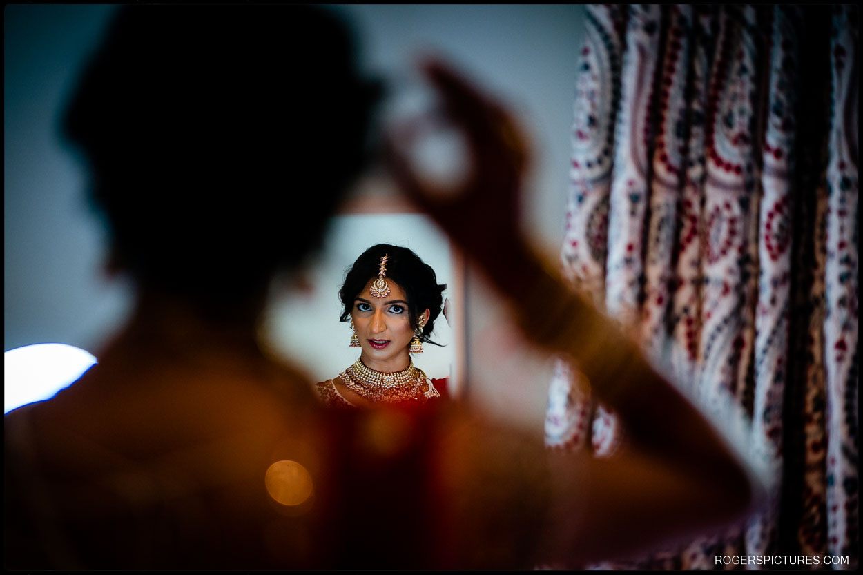 Bride getting ready for Indian wedding