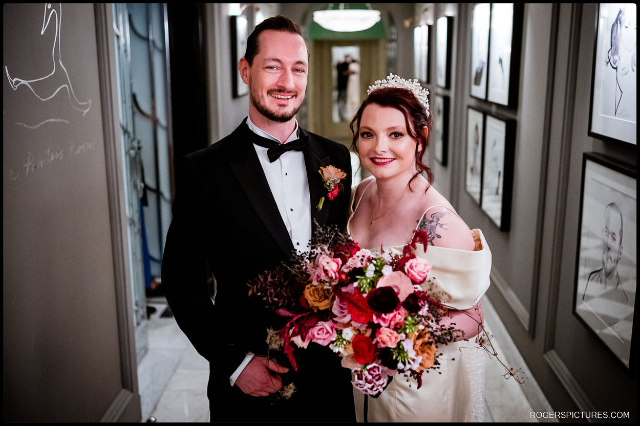 Portrait of Bride and Groom at Claridges in London