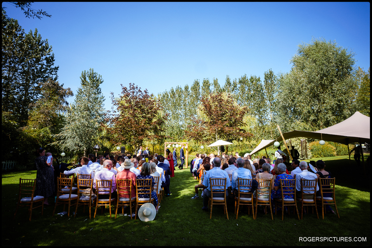 Summer outdoor wedding ceremony at Rumbolds Farm
