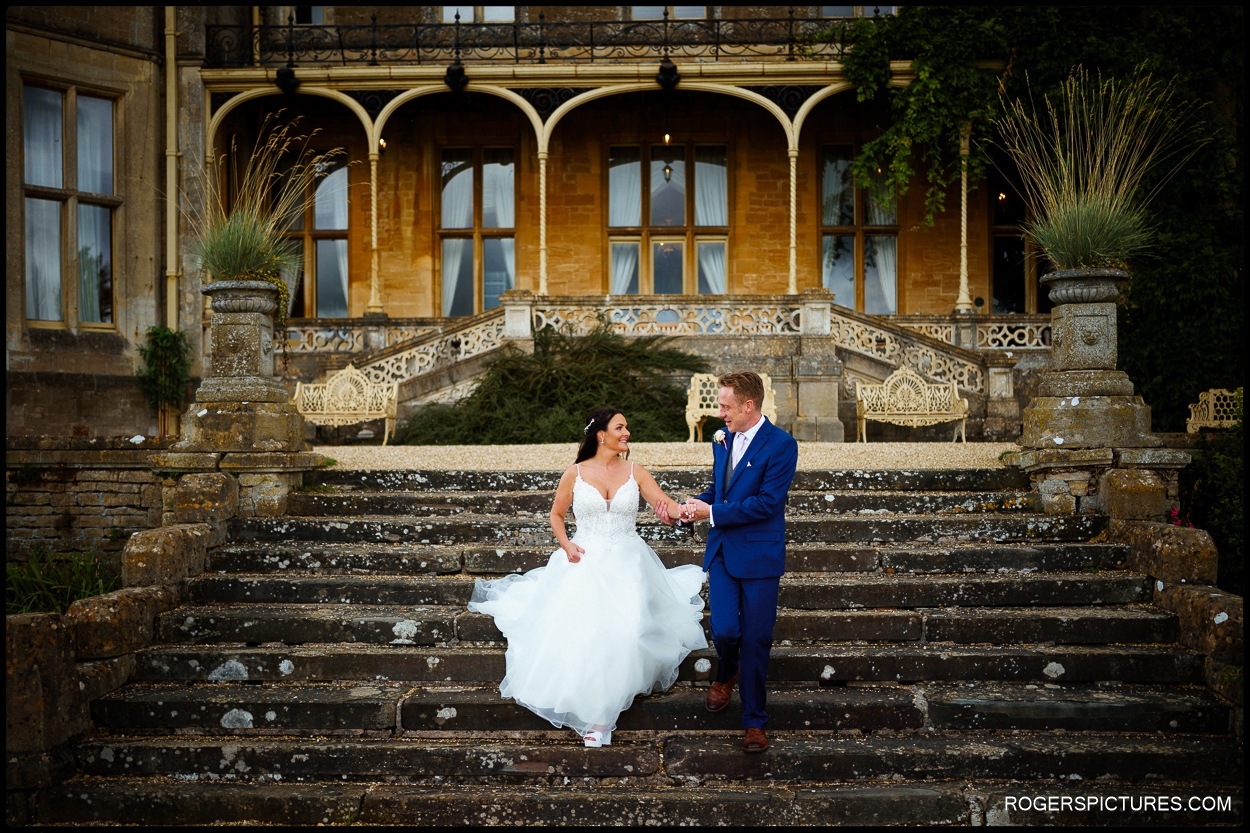 Wedding couple at Orchardleigh House in Somerset