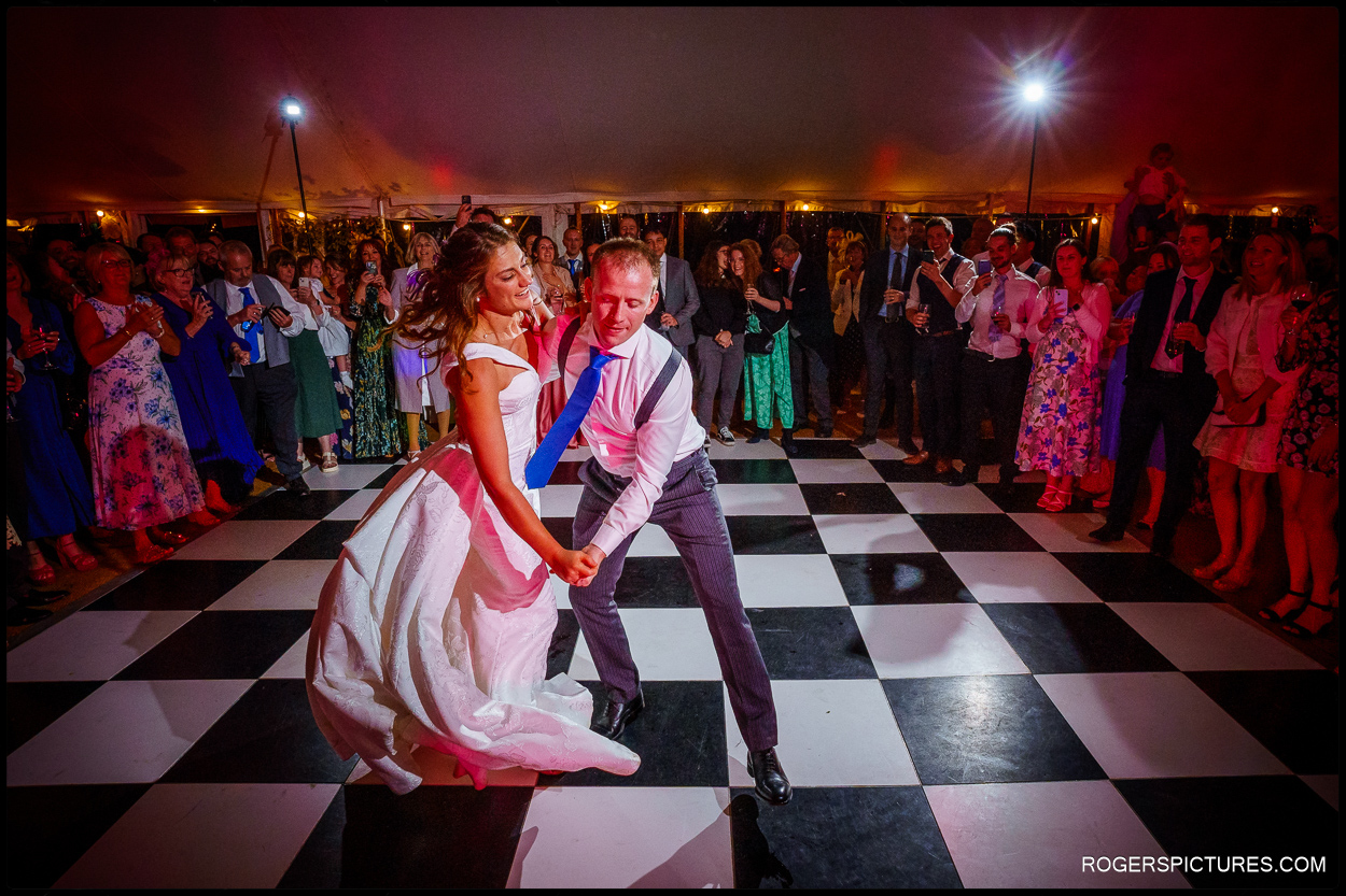 First dance at Norfolk marquee wedding