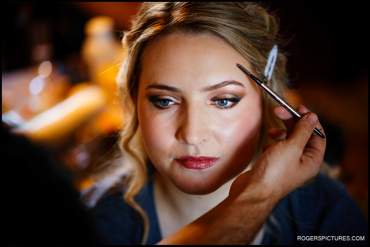 Brides makeup before a wedding in Oxford
